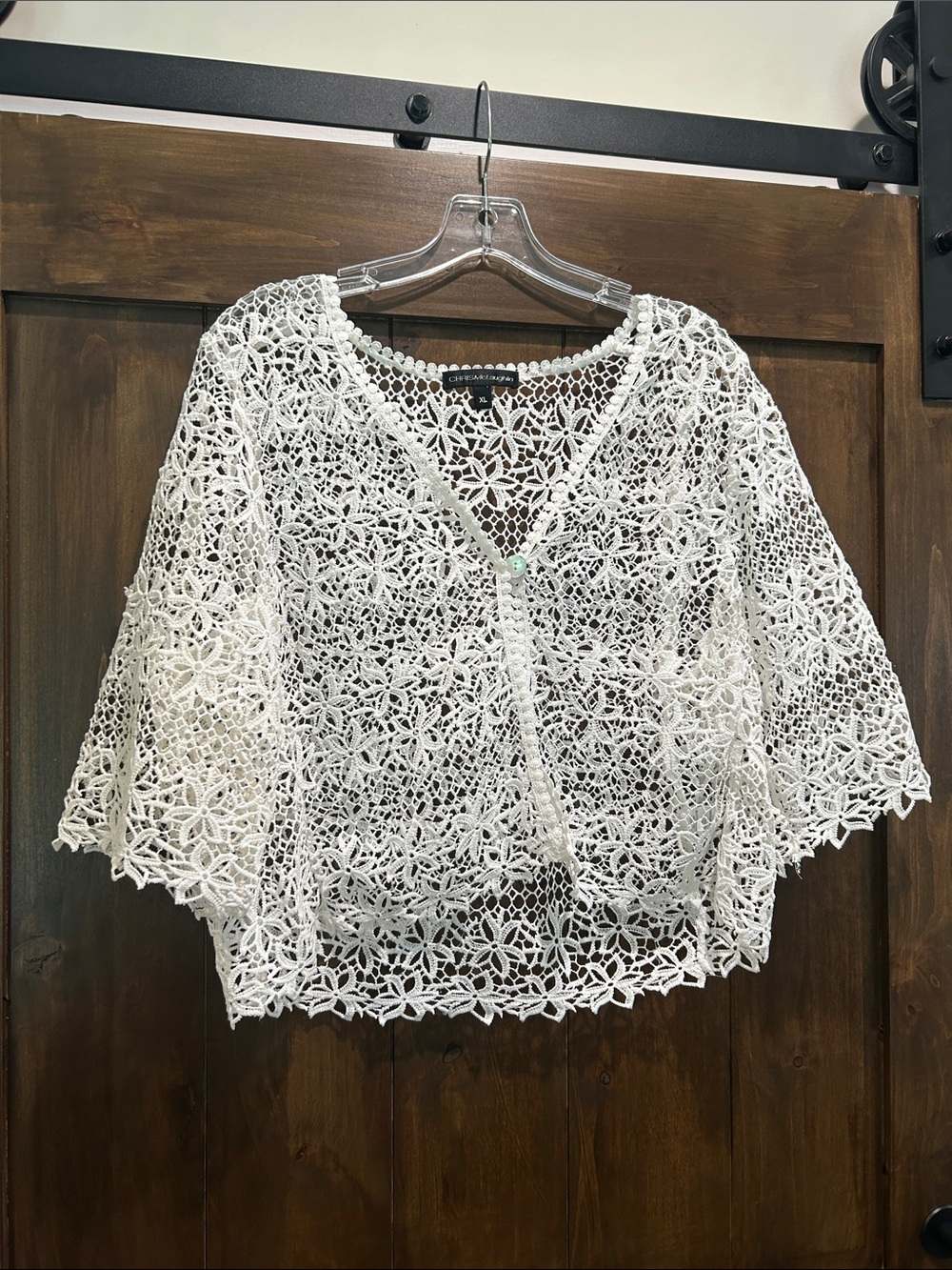 A69 Chris McLaughlin White Crochet Shrug Size XL